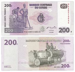 Банкнота 200 франков 2007 года, Конго UNC